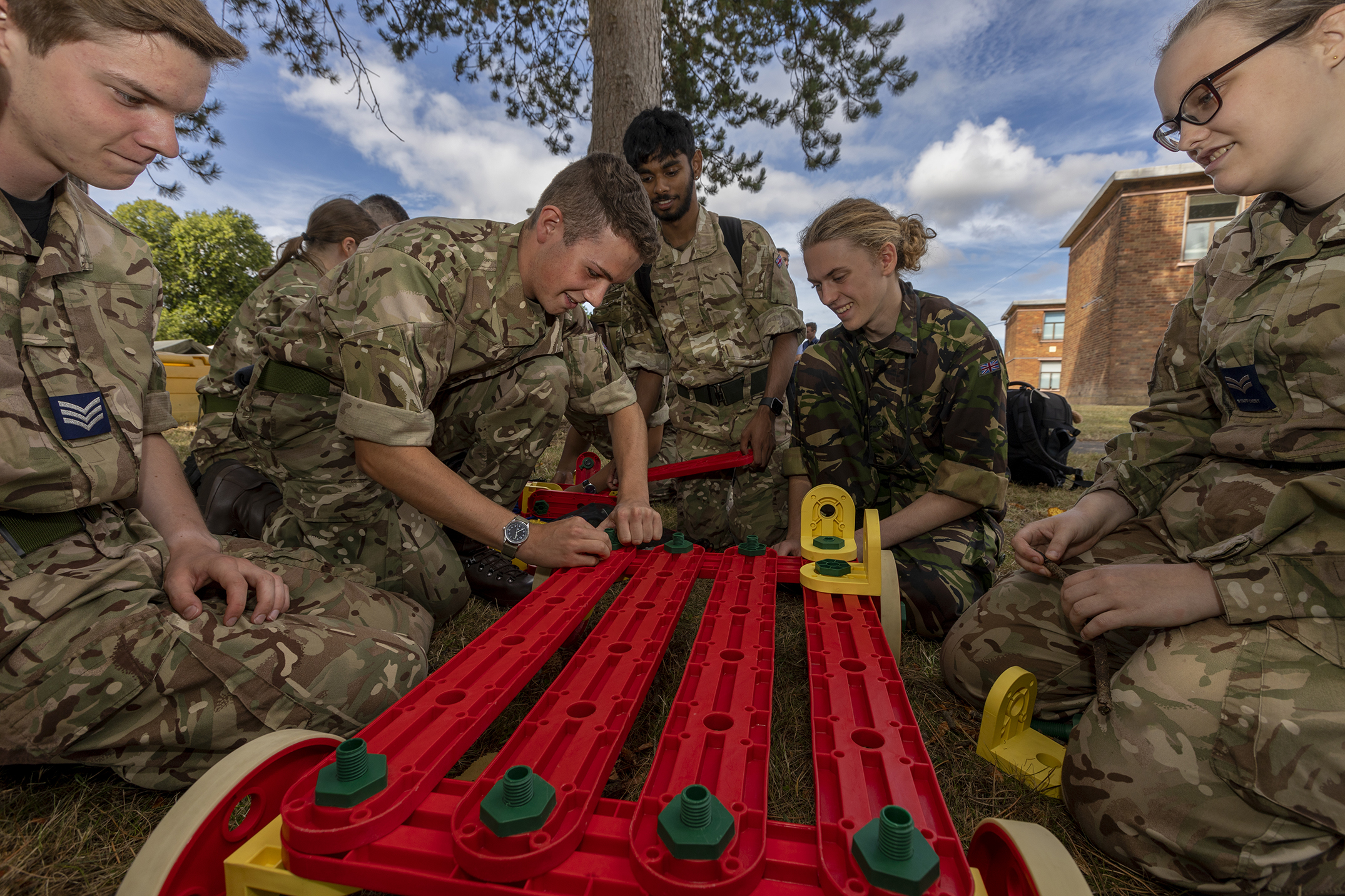 Group of cadets taking part in a fieldcraft activity